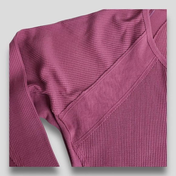 NWOT FREE PEOPLE SANTA CLARA WESTERN COTTON WAFFLE THERMAL MULBERRY M - Picture 6 of 7